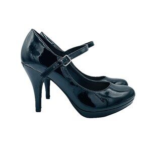 City Classified Heels Womens Size 7.5M Black Mary Jane Career Office Patent Shoe